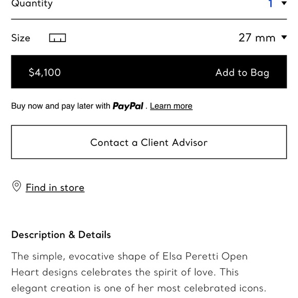 Tiffany & Co. Elsa Peretti 27mm Open Heart Neck. - Picture 9 of 9